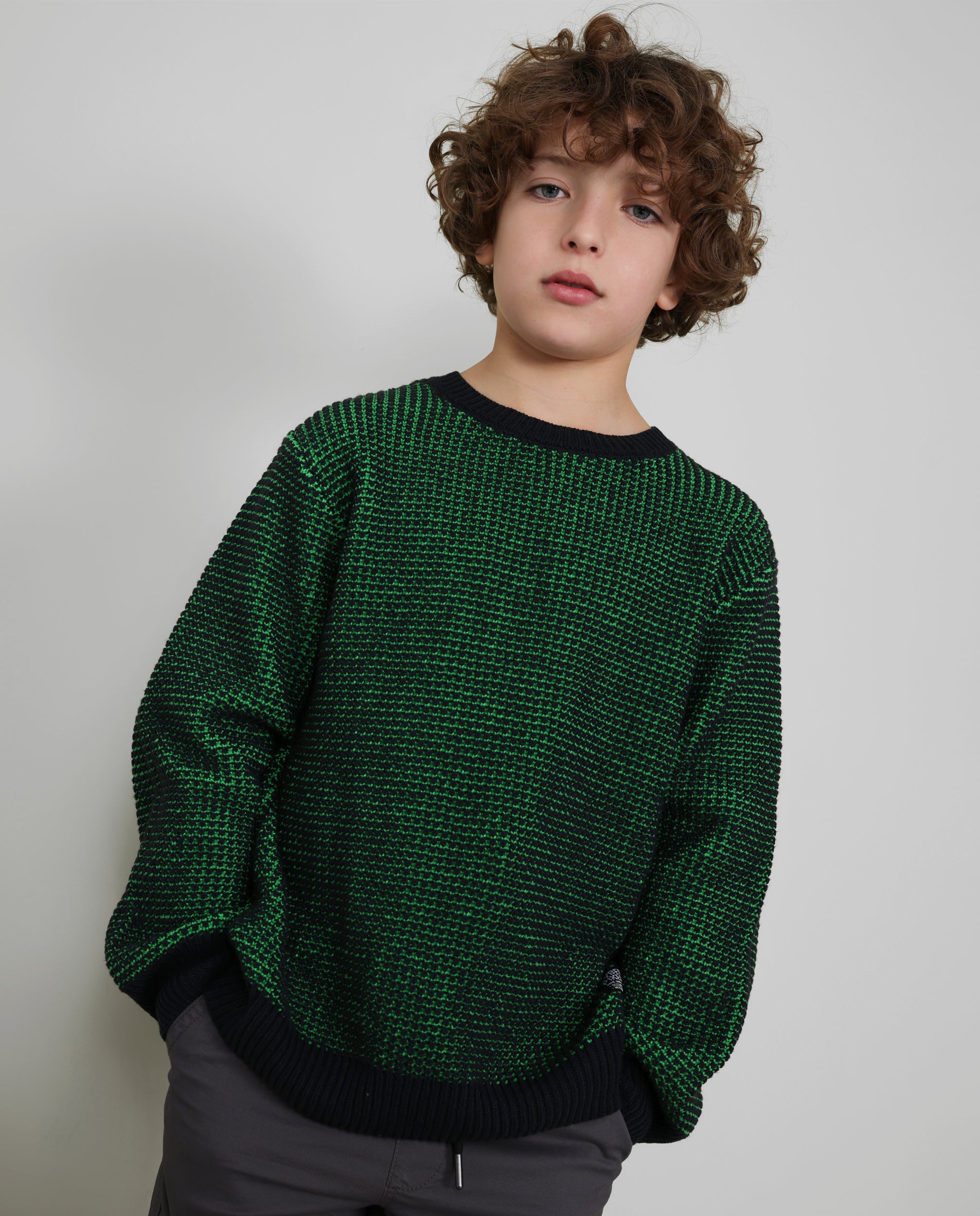 TucTuc Maglione tricot bambino collo rotondo verde
