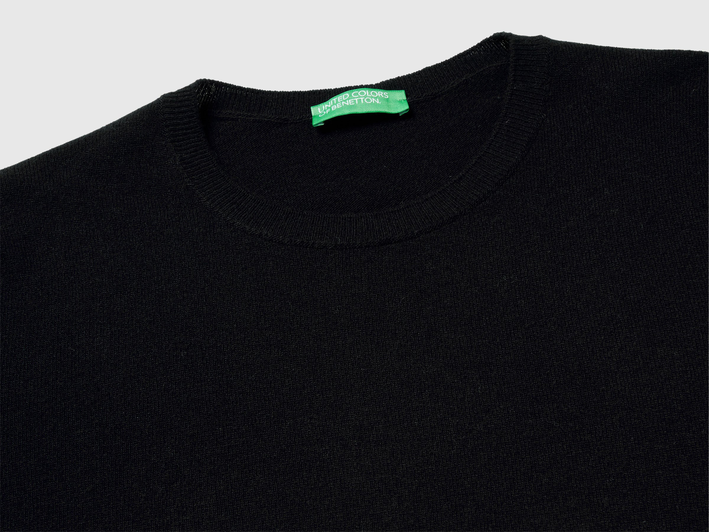 Benetton Merino maglione manica corta lana nero M