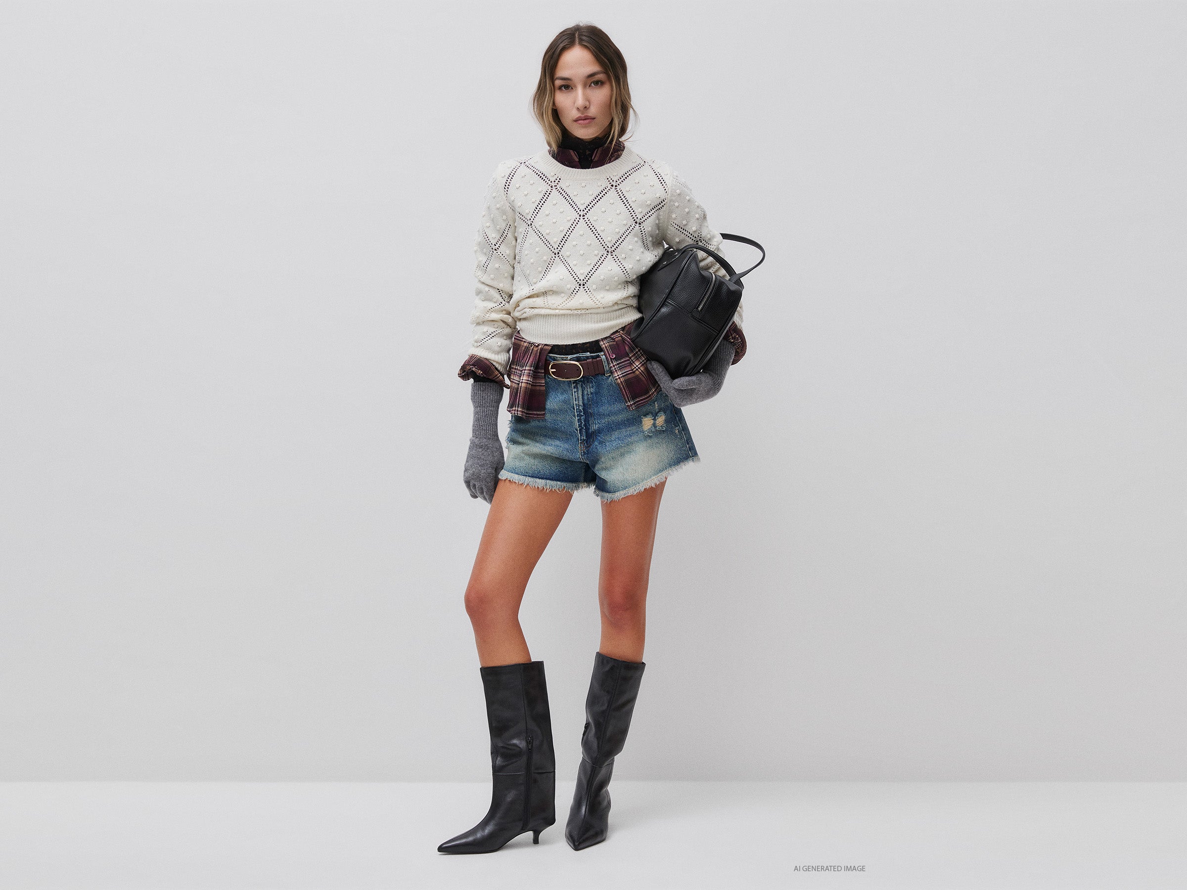 United Colors of Benetton Maglione Lana Girocollo Traforato Rombi
