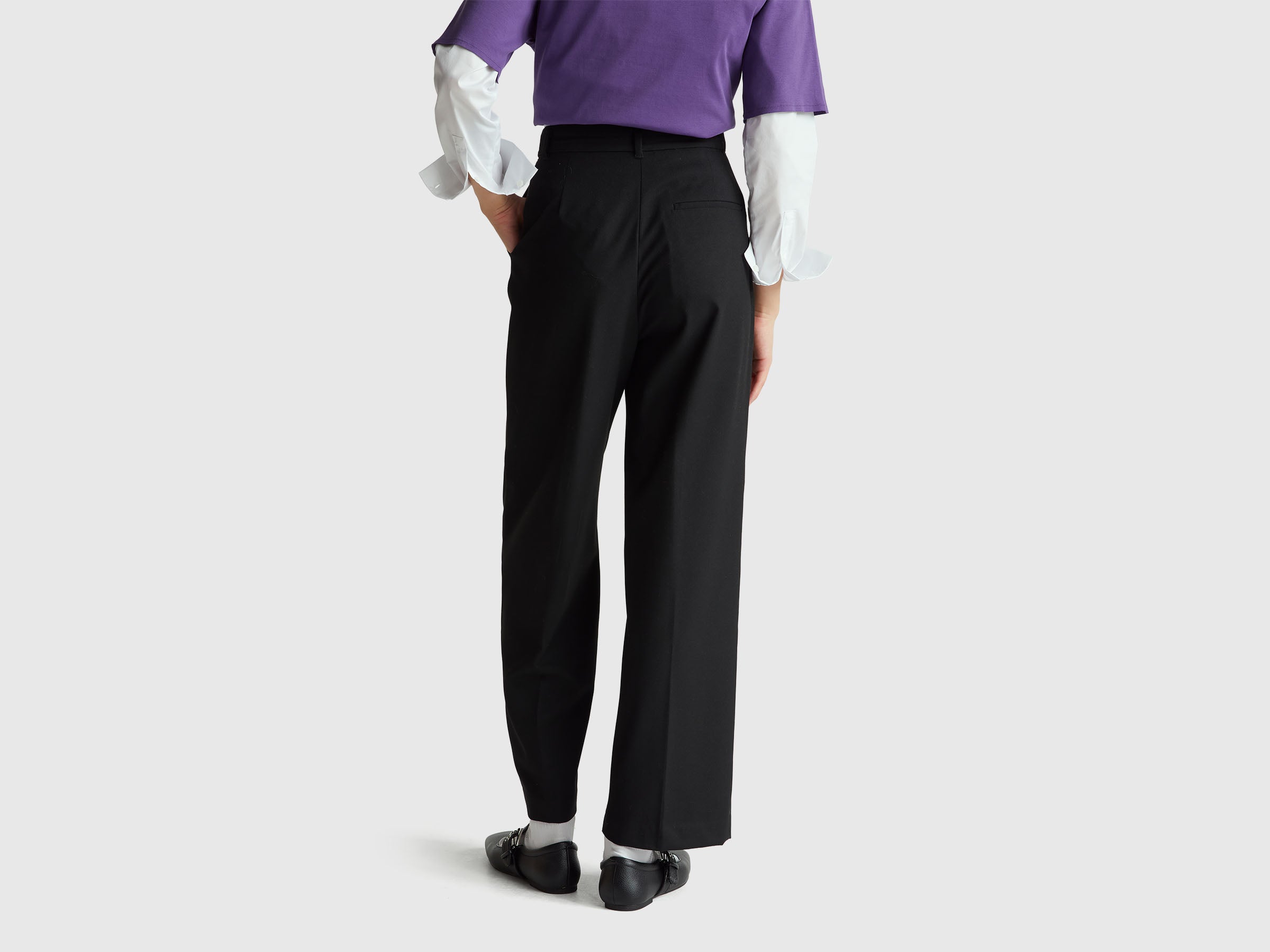 United Colors of Benetton Wide pantaloni flanella gamba larga 42