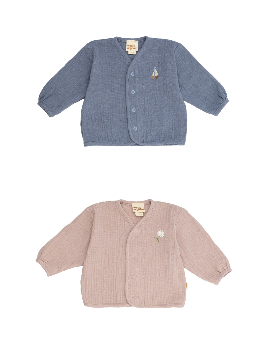 Woolly Organic Baby Jackets giacca mussola ricamata cotone bio