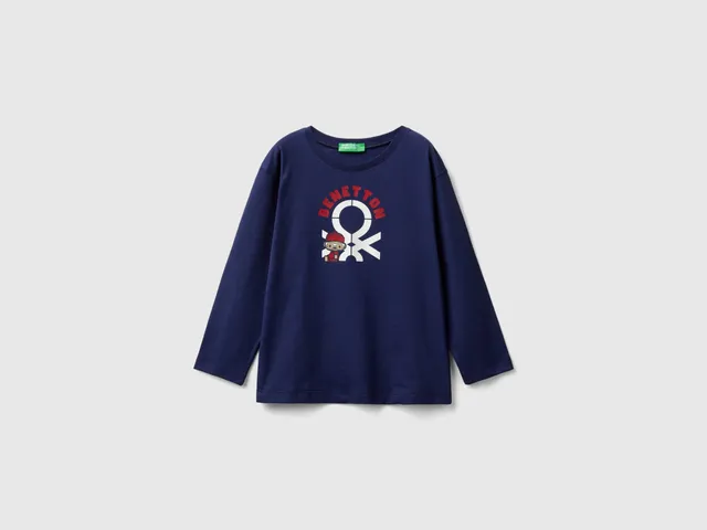 United Colors of Benetton T-Shirts Maglietta Manica Lunga Cotone Bio