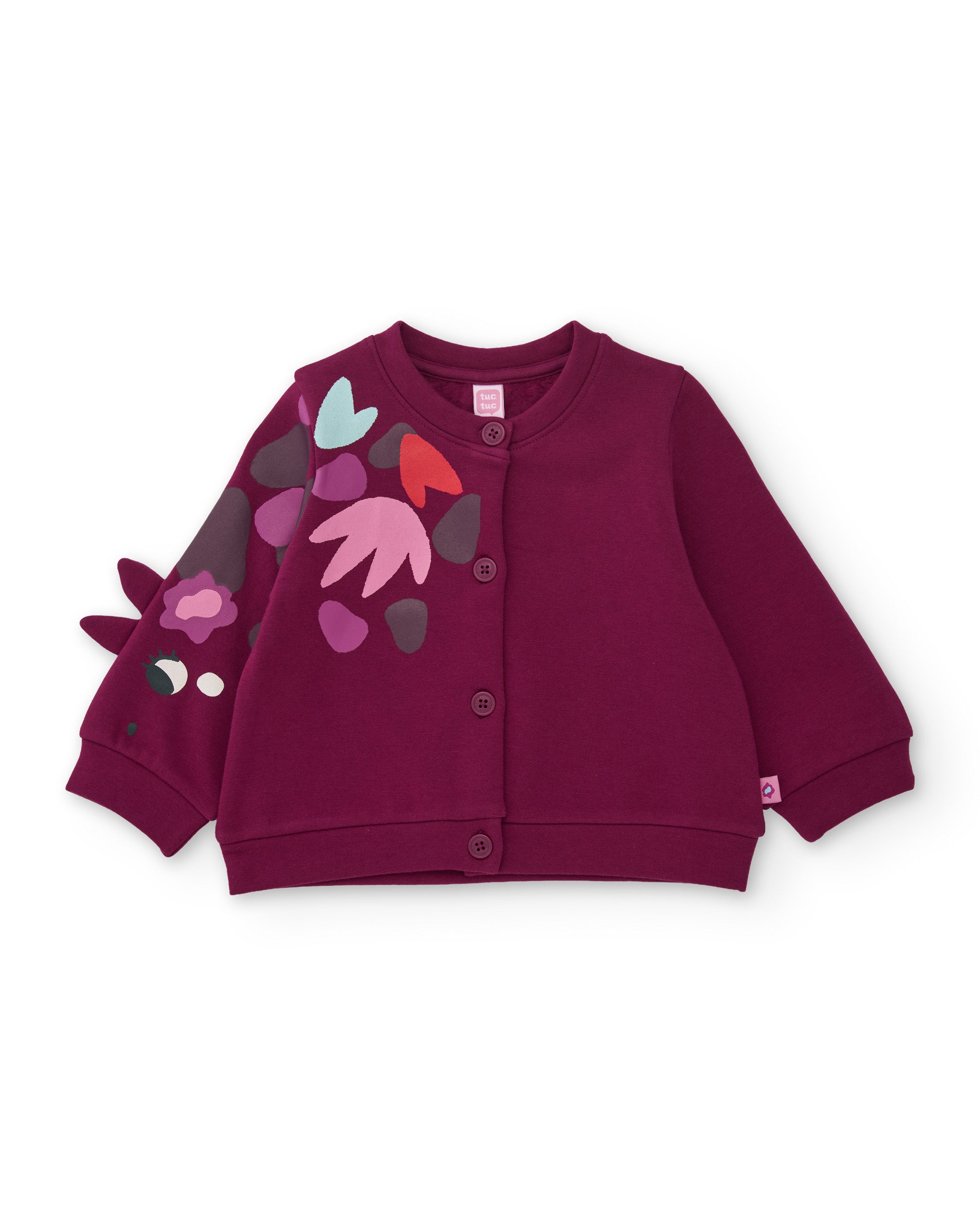 TucTuc Felpe Giacca Bambina Bordeaux Bottoni Fiore