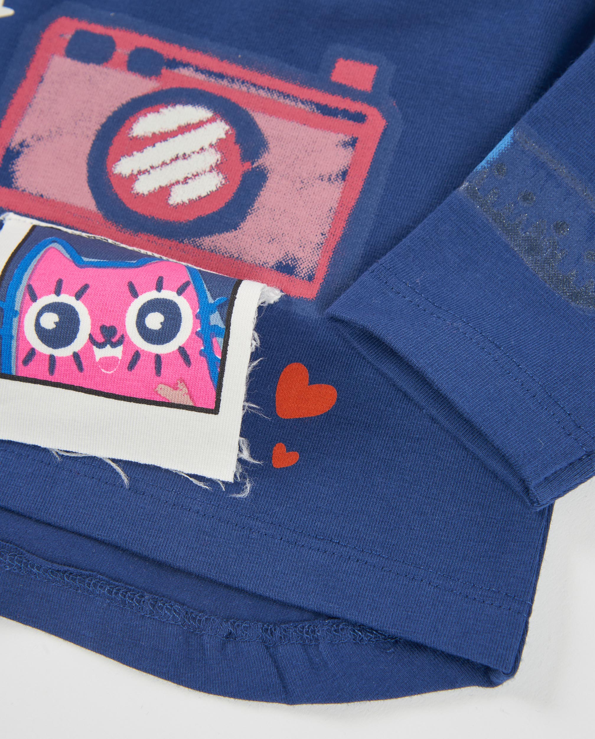 TucTuc Magliette T-Shirt Bambina Blu Navy Stampa Gatto