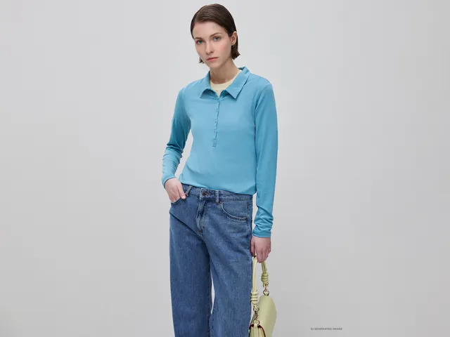 United Colors of Benetton polo jersey leggero viscosa S bottoni