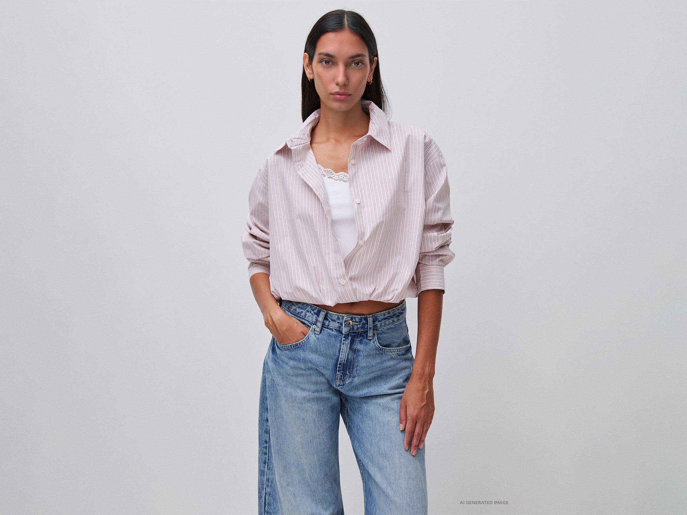 United Colors of Benetton Camicia righe con top interno cotone taglia M