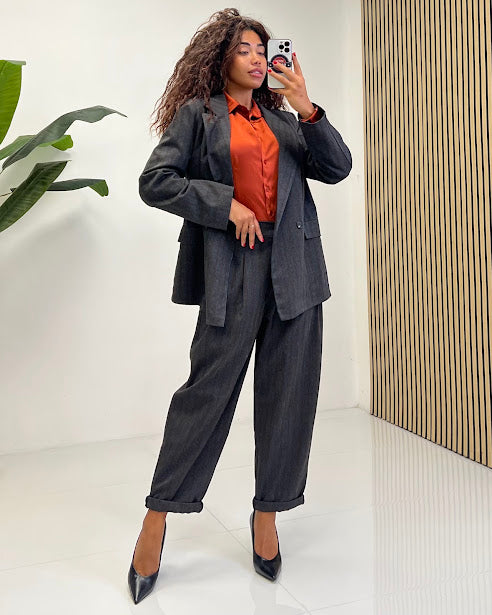 Sottosopra GM41 pantalone a righe grigio taglia unica elastico