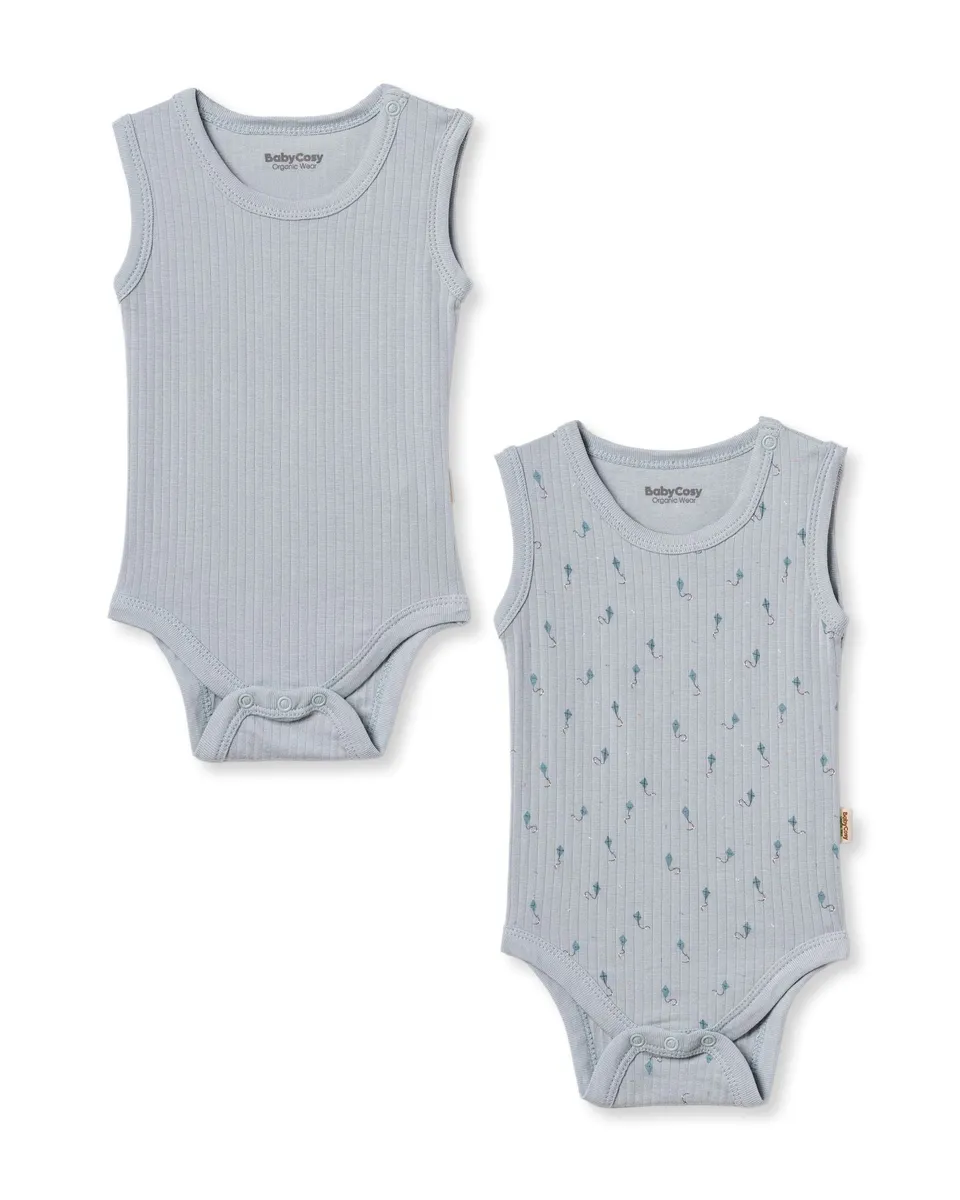 BabyCosy Set 2 Body Senza Maniche Modal Azzurro 0-3 Mesi