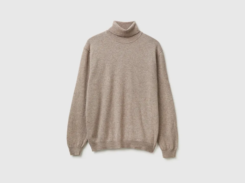 United Colors of Benetton Maglione dolcevita lana merino grigio