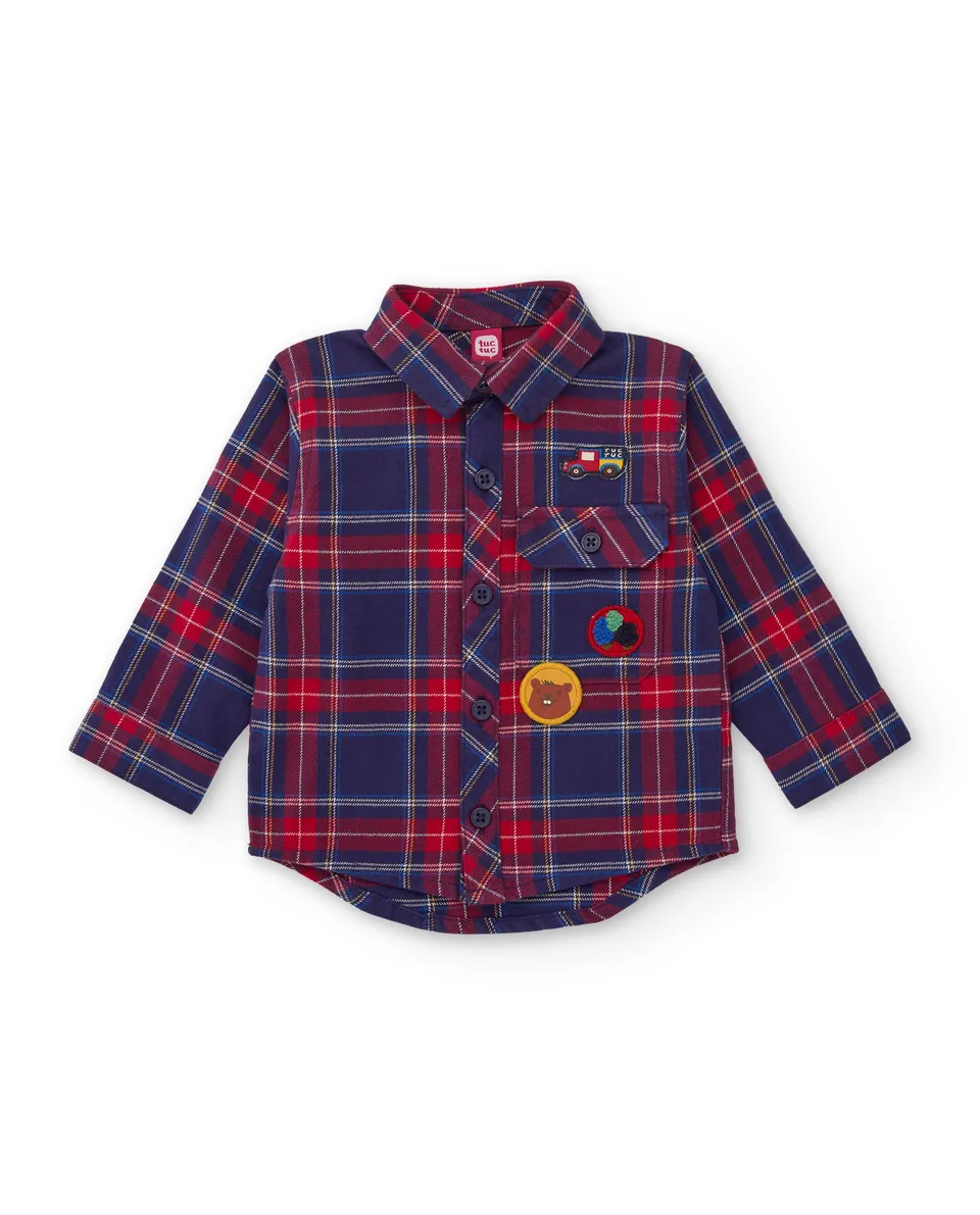 TucTuc Camicette Camicia Bambino Blu Quadri Toppe