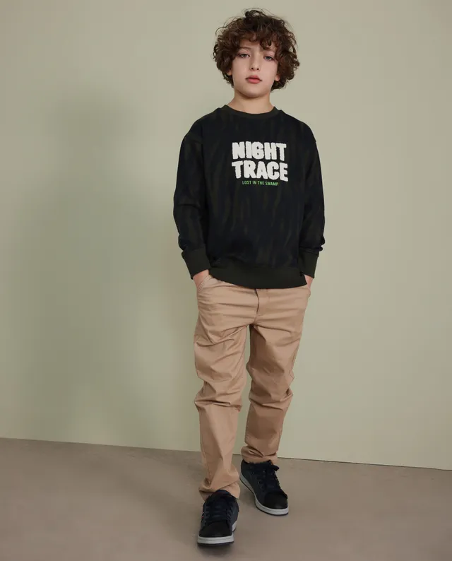 TucTuc Pantaloni chino bambino cotone beige vita elastica
