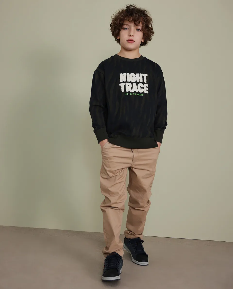 TucTuc Pantaloni chino bambino cotone beige vita elastica