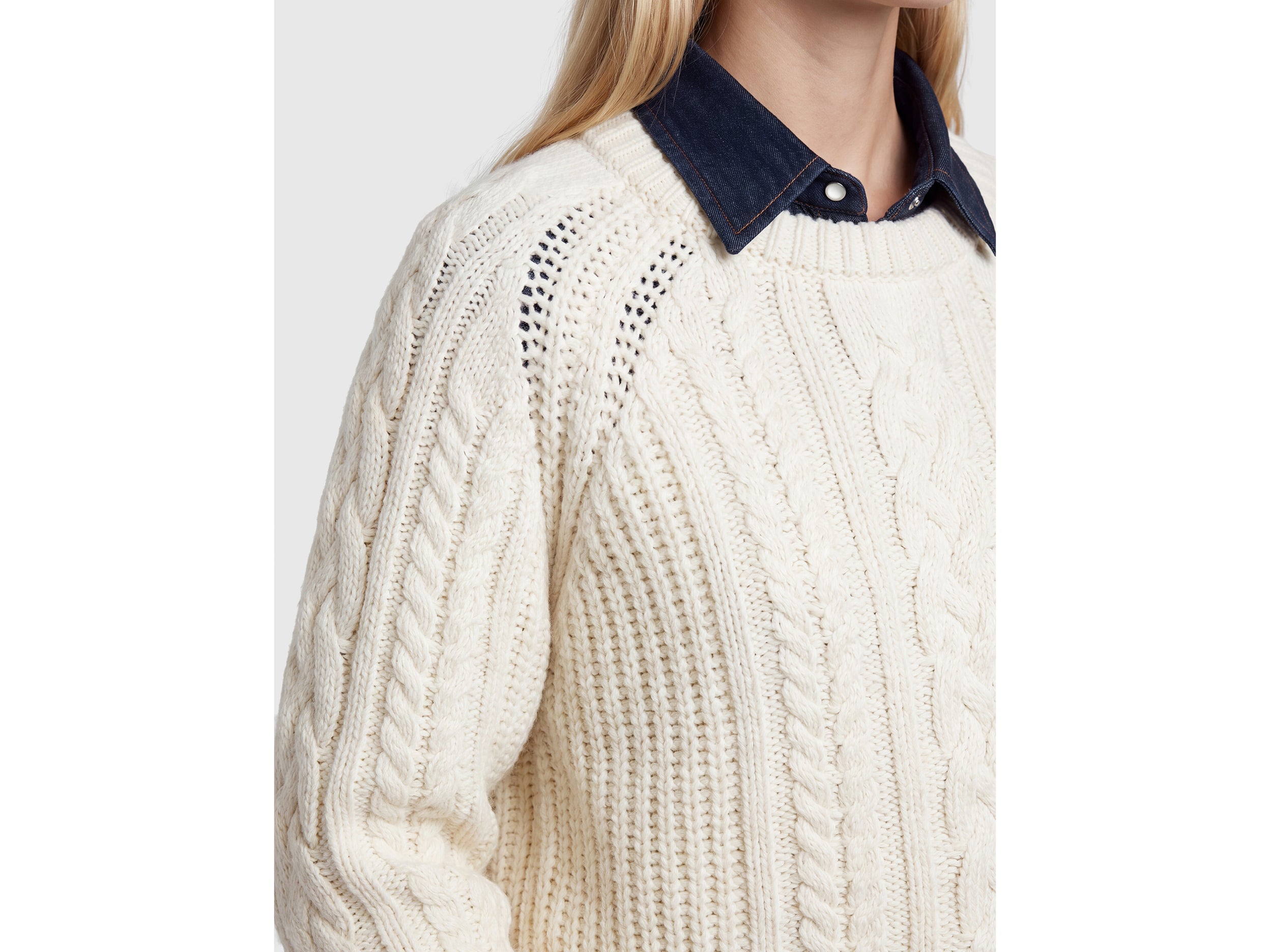 Benetton Sweaters maglione trecce 100% lana taglia XS
