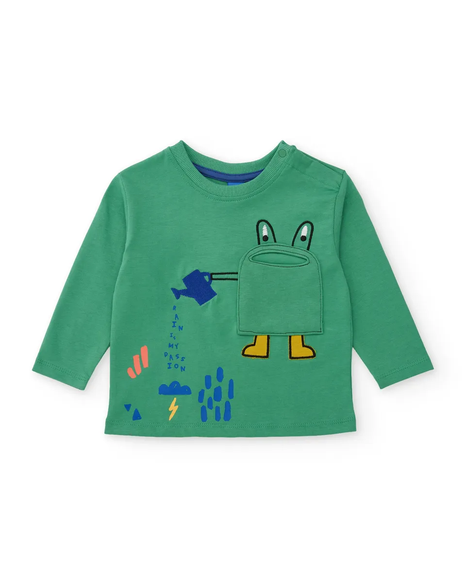 TucTuc Magliette Jersey Bambino Verde 4A Taschino Stampa
