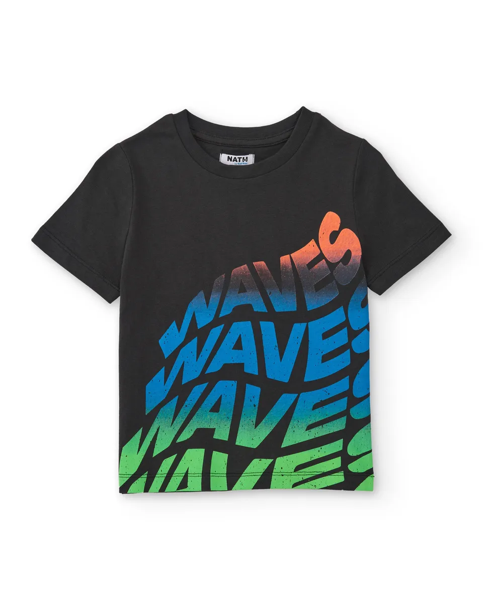 TucTuc Magliette T-shirt bambino nera stampa Waves