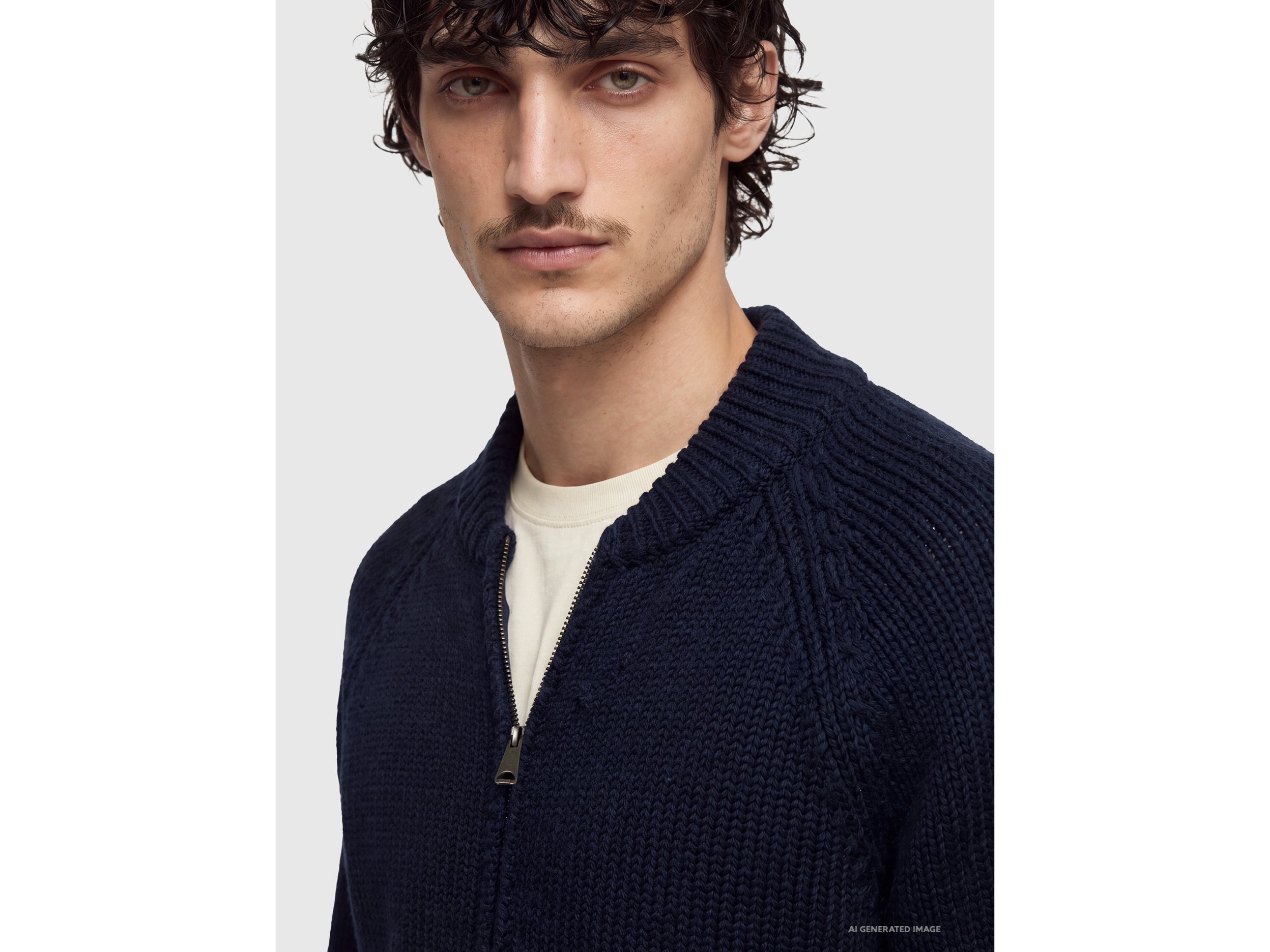 Benetton Sweaters Cardigan lana zip bomber taglia L