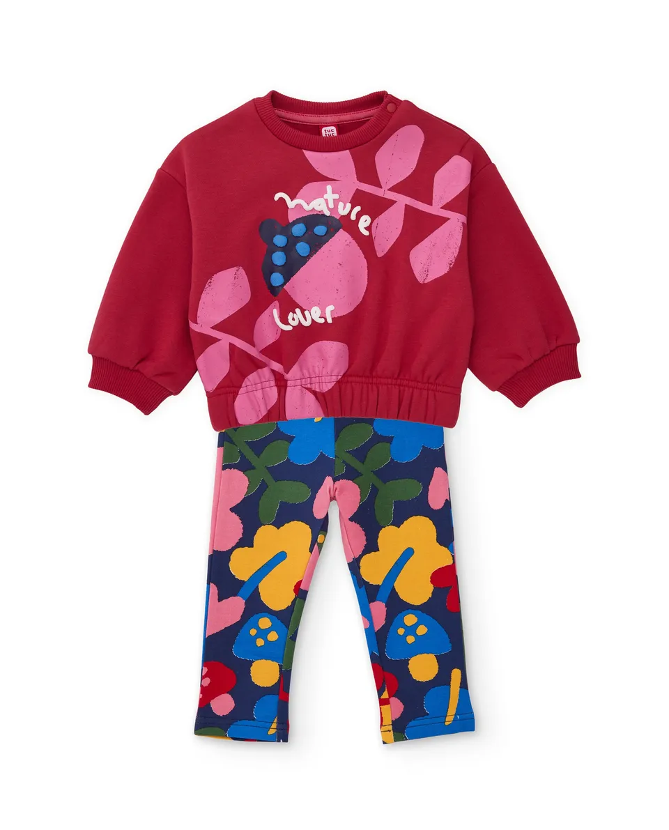 TucTuc Completi Tuta Bambina Rosso 4A Floreale