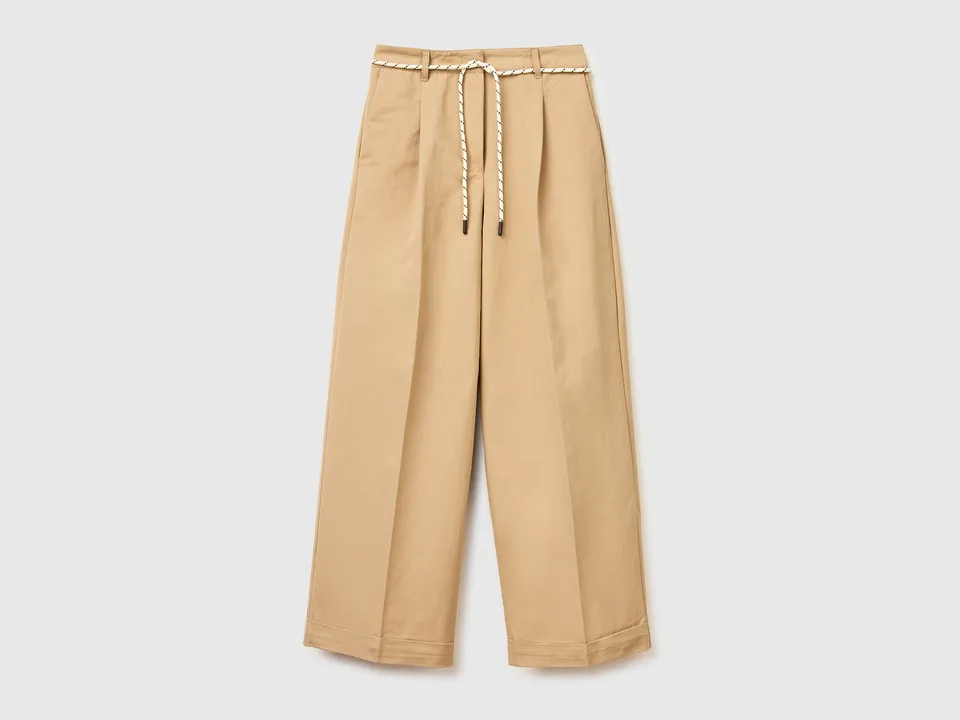 United Colors of Benetton Pantaloni Coulisse Cotone Donna Ampi