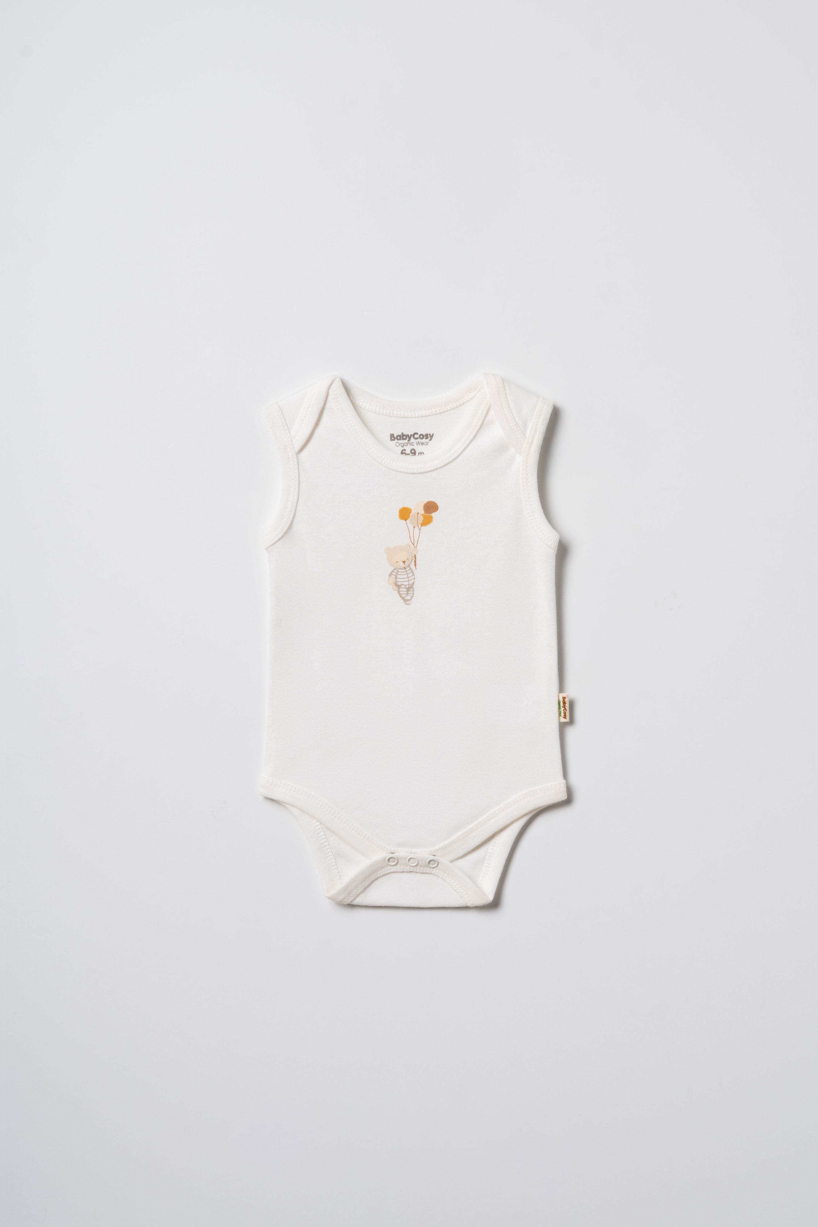 BabyCosy Set 2 Body Smanicati Palloncino Cotone Bio 6-9 Mesi