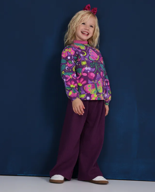 TucTuc Pantaloni coste bambina viola vita elastica 6 mesi
