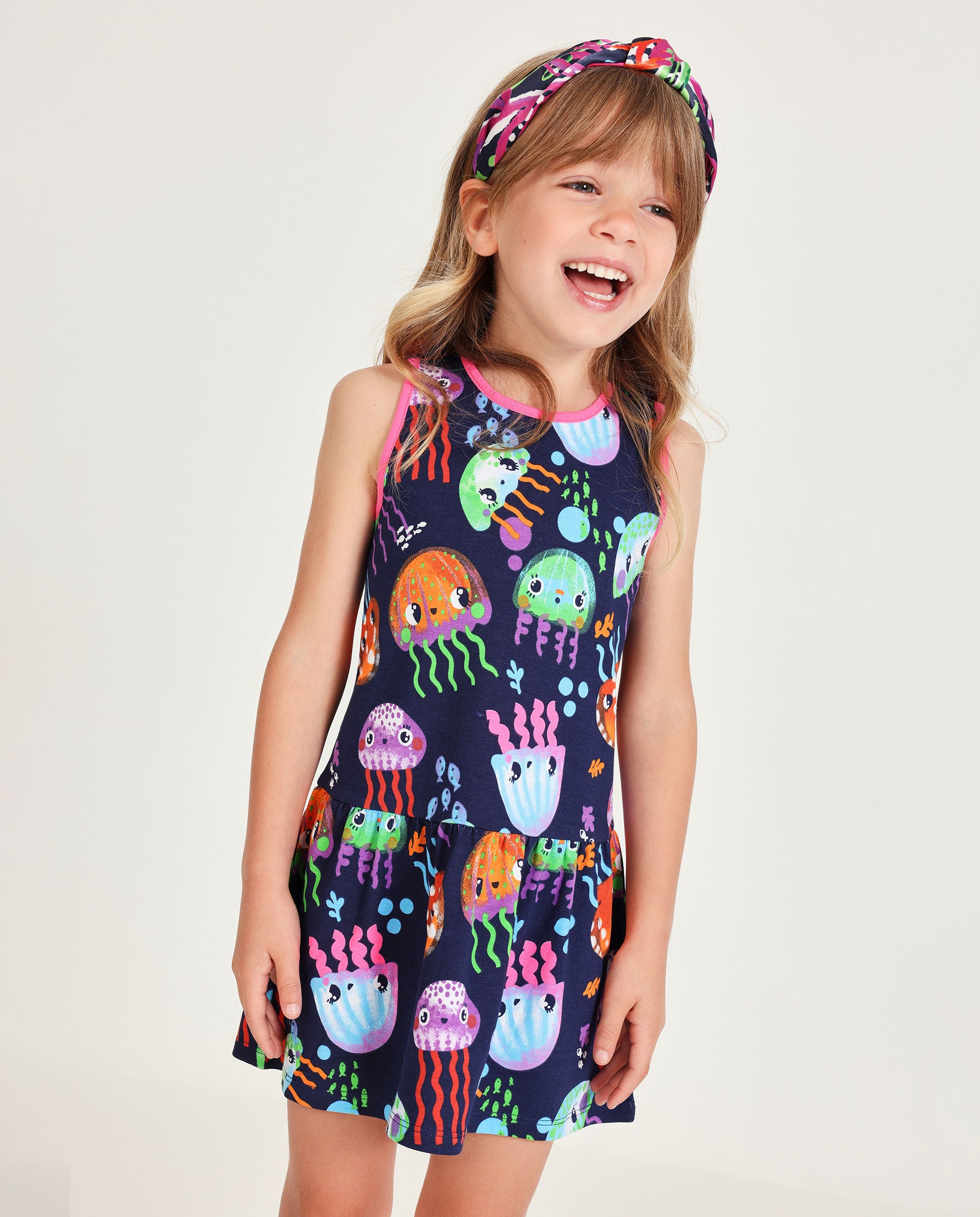 TucTuc Vestiti Abito Bambina Navy Stampa Meduse