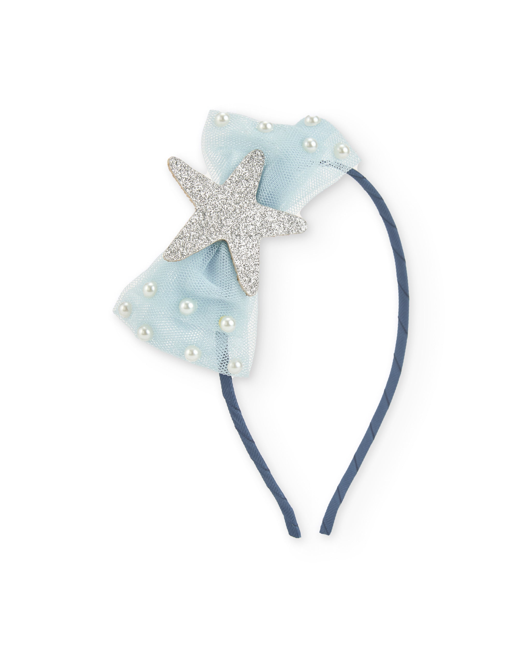TucTuc Accessori Cerchietto Bambina Blu Fiocco Tulle