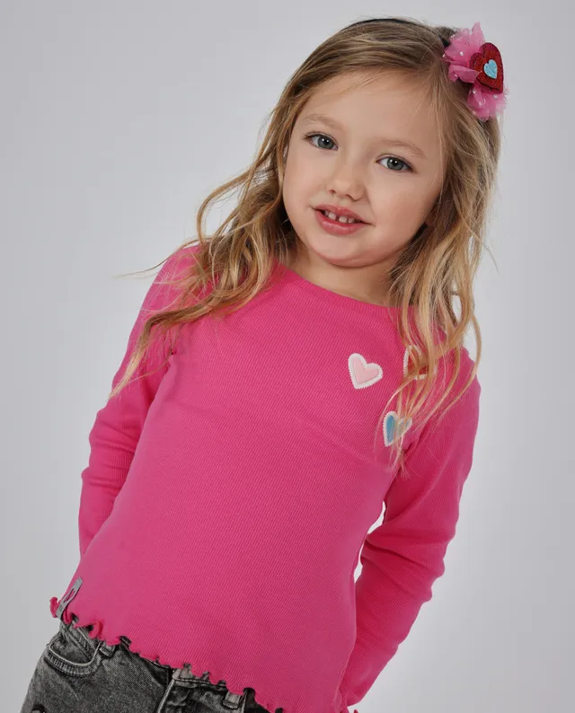 TucTuc Magliette t-shirt bambina maniche lunghe rosa cuori