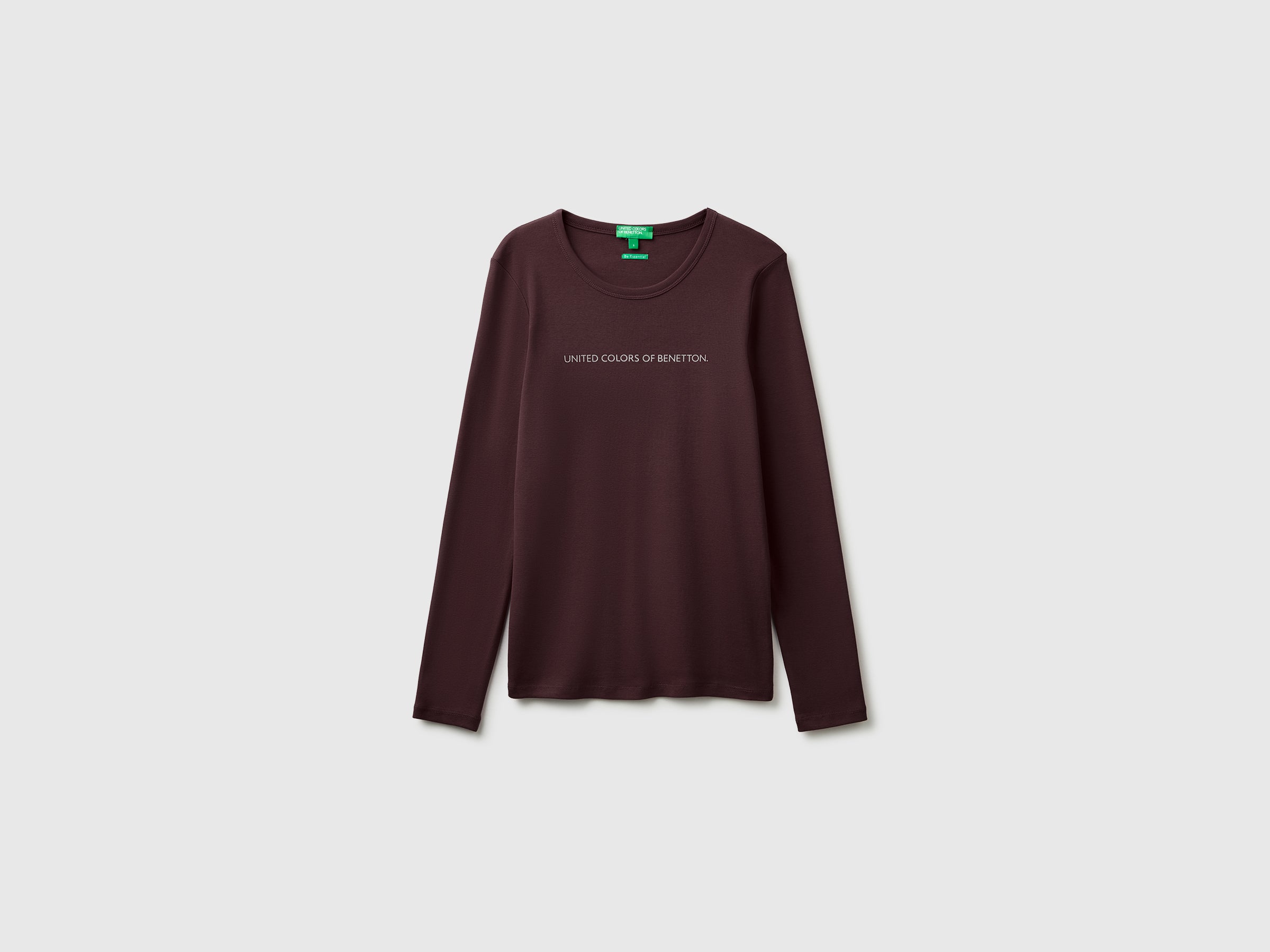 United Colors of Benetton T-Shirt Maniche Lunghe Cotone Logo Glitter