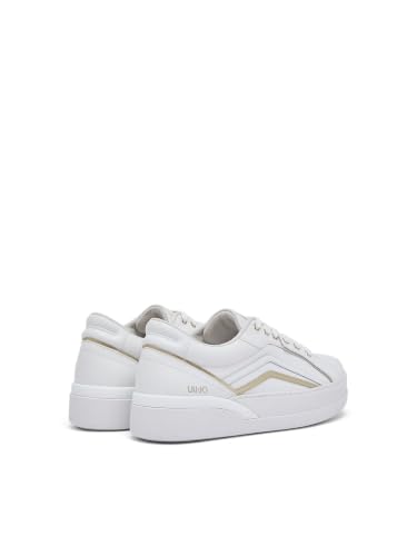 Liu Jo Sneakers Pelle Bianche 35 con Accenti Lamé