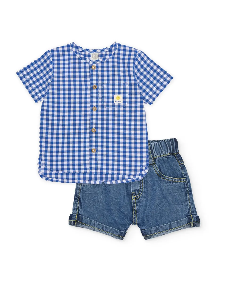 TucTuc Completi Completino neonato blu vichy 2 pezzi