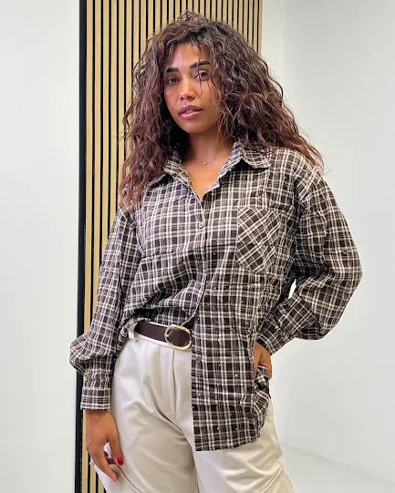 Sottosopra jel68120 camicia quadri over Bordeaux Taglia Unica