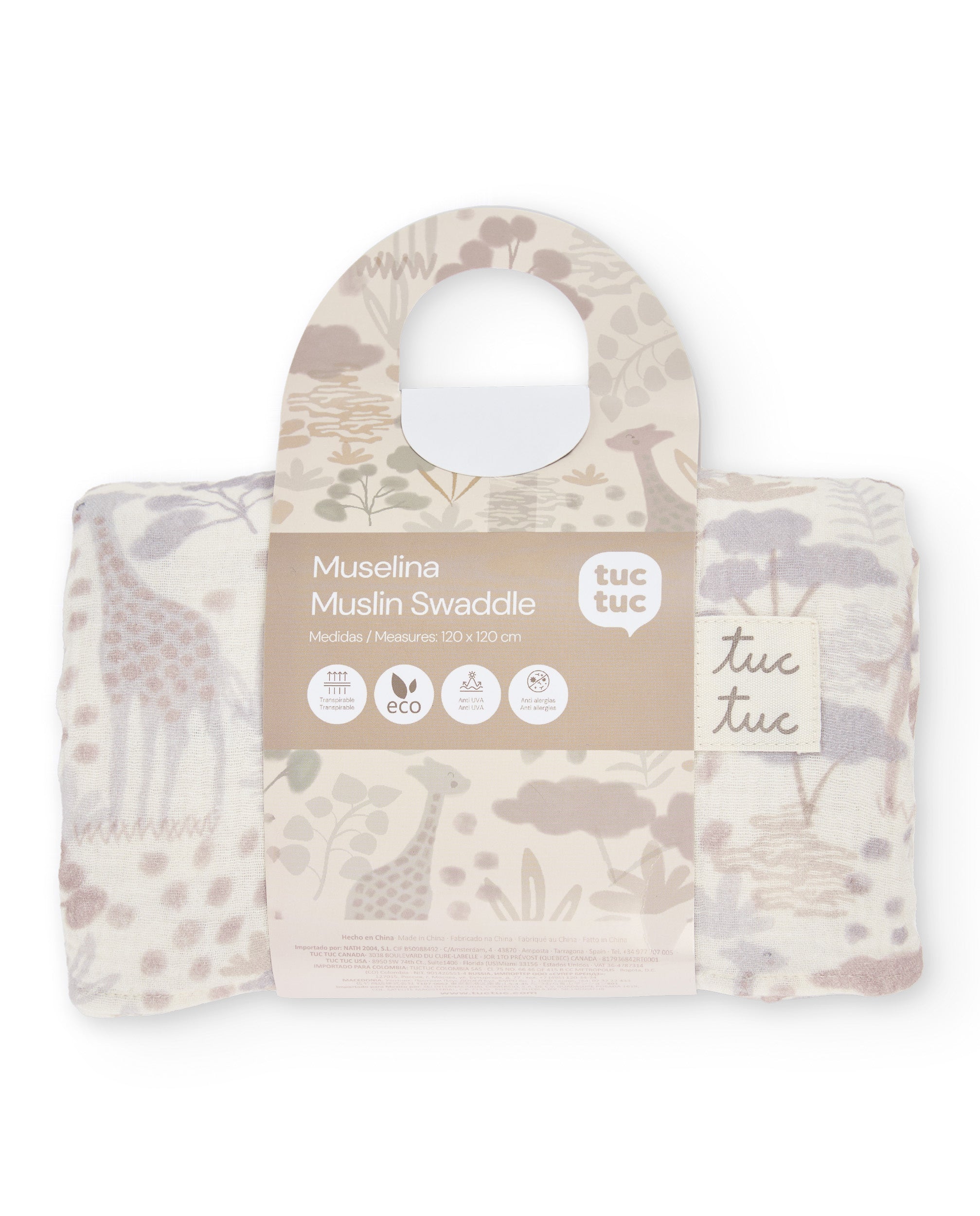 TucTuc Puericultura giraffe mussola neonato beige cotone 120x120