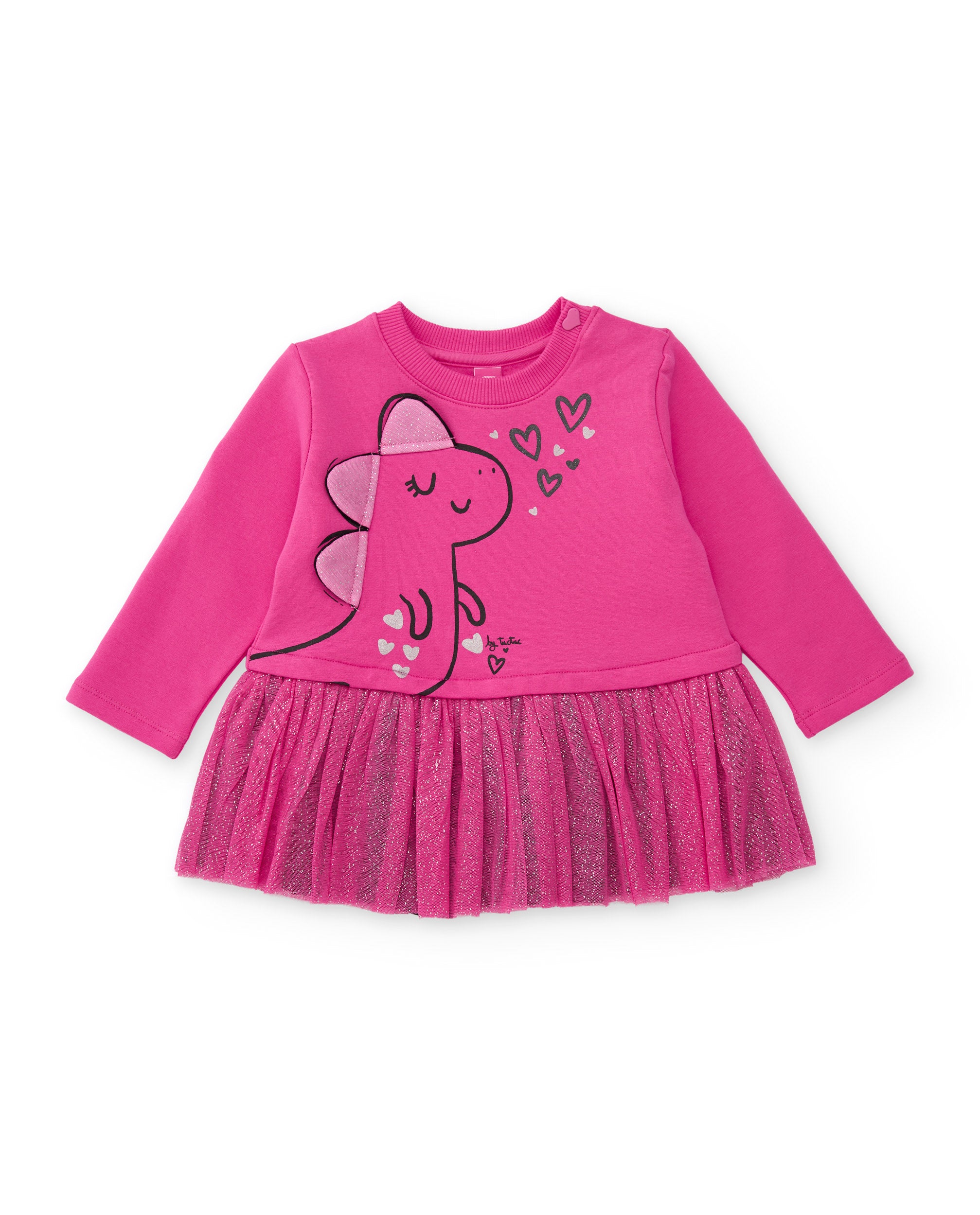 TucTuc Vestiti abitino bambina fucsia dinosauro cotone