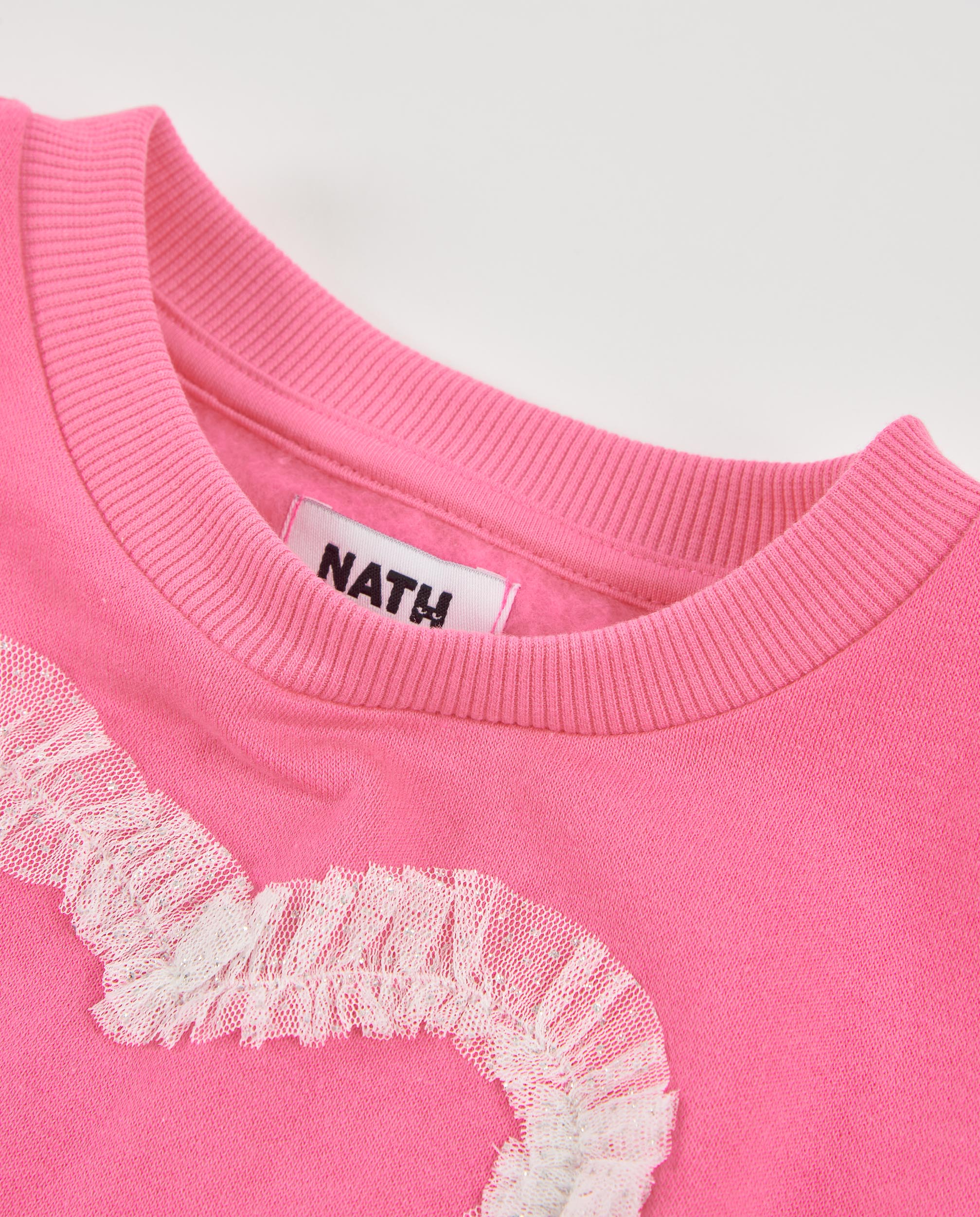 TucTuc Felpe Felpa Bambina Rosa Cuore Pizzo Cotone 6A