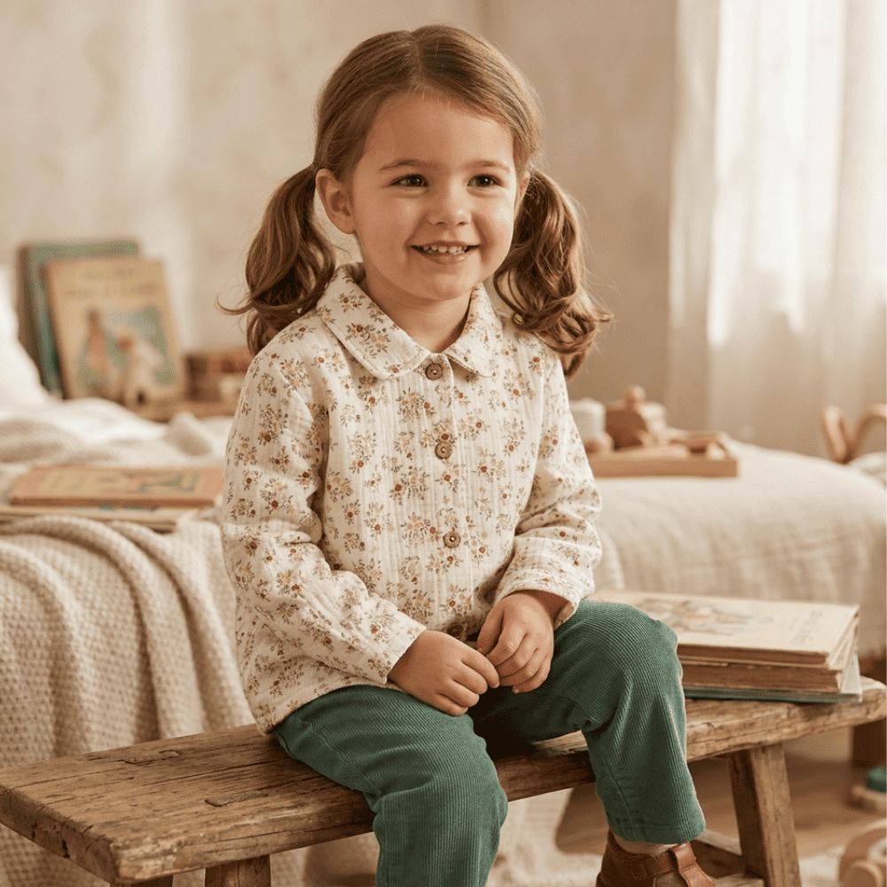 Petite Citrouille Aby camicia bimba garza cotone fiori taglia neonato