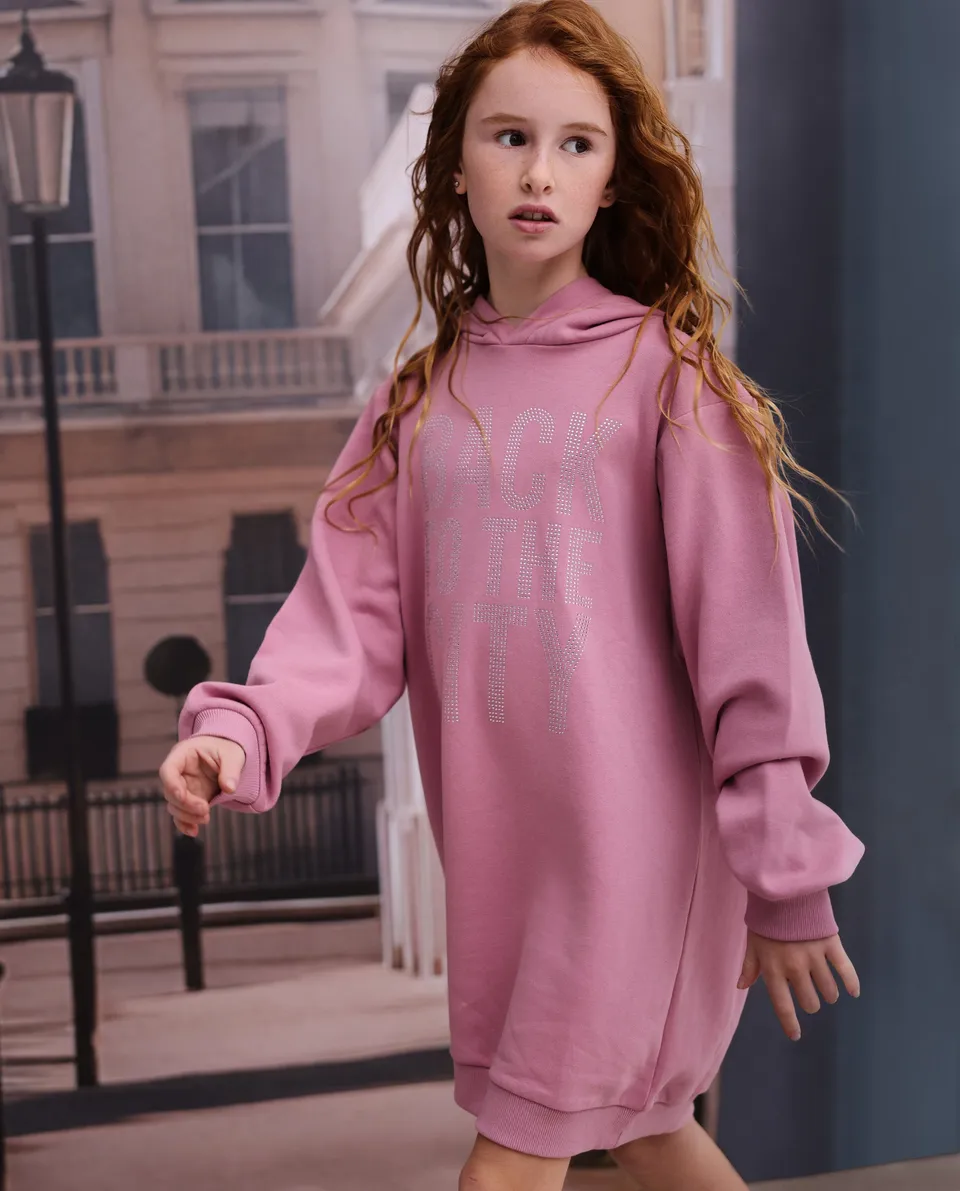 TucTuc Vestiti Vestito felpa bimba rosa cappuccio