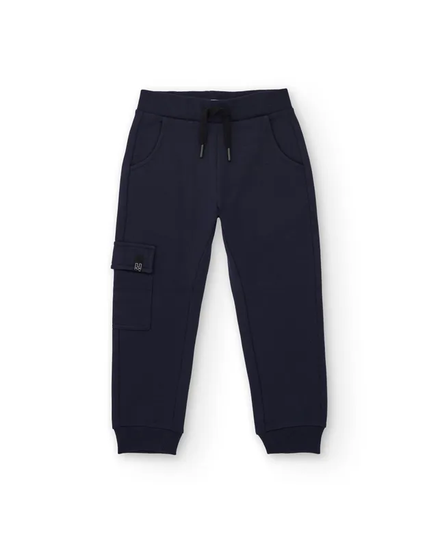 TucTuc Pantaloni Jogger Felpa Bambino Blu Navy 8A Tasca Patta