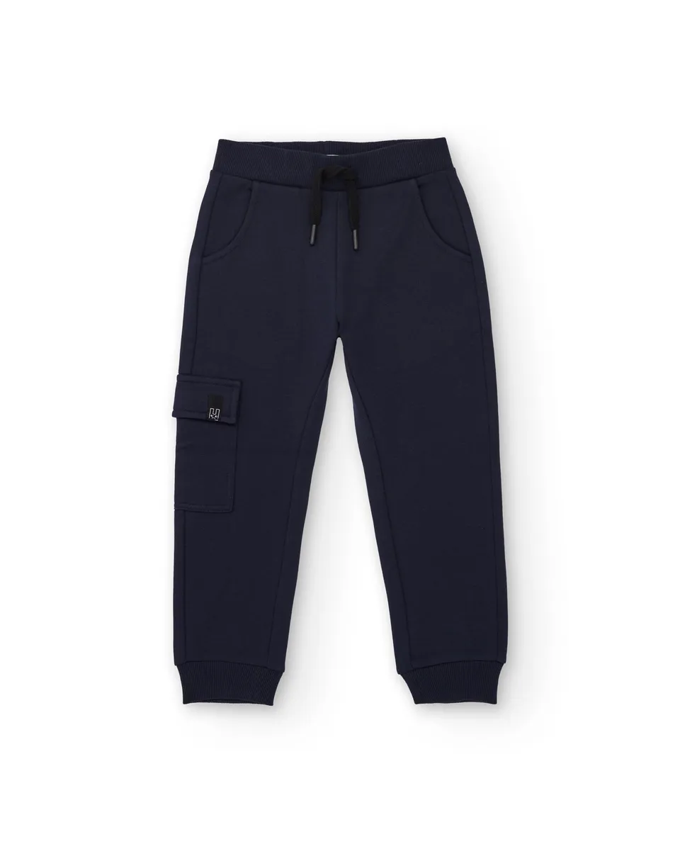 TucTuc Pantaloni Jogger Felpa Bambino Blu Navy 8A Tasca Patta