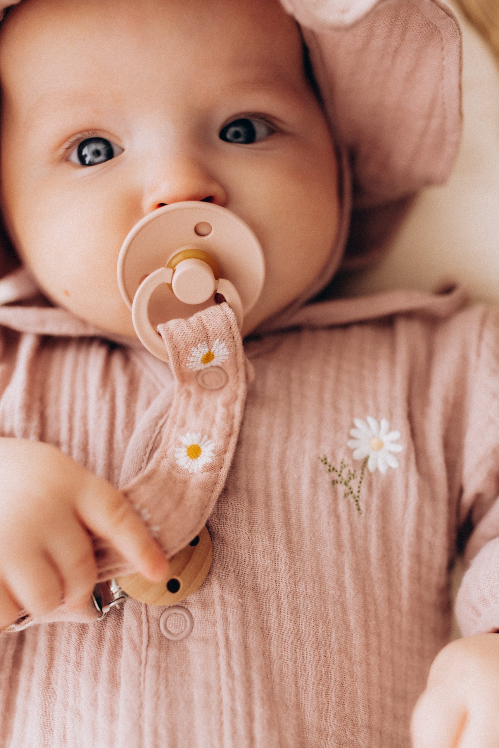 Woolly Organic Pacifier Clip portaciuccio neonato mussola bio