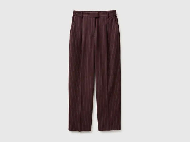 United Colors of Benetton Trousers Pantaloni Gessati Carrot-Fit Viscosa