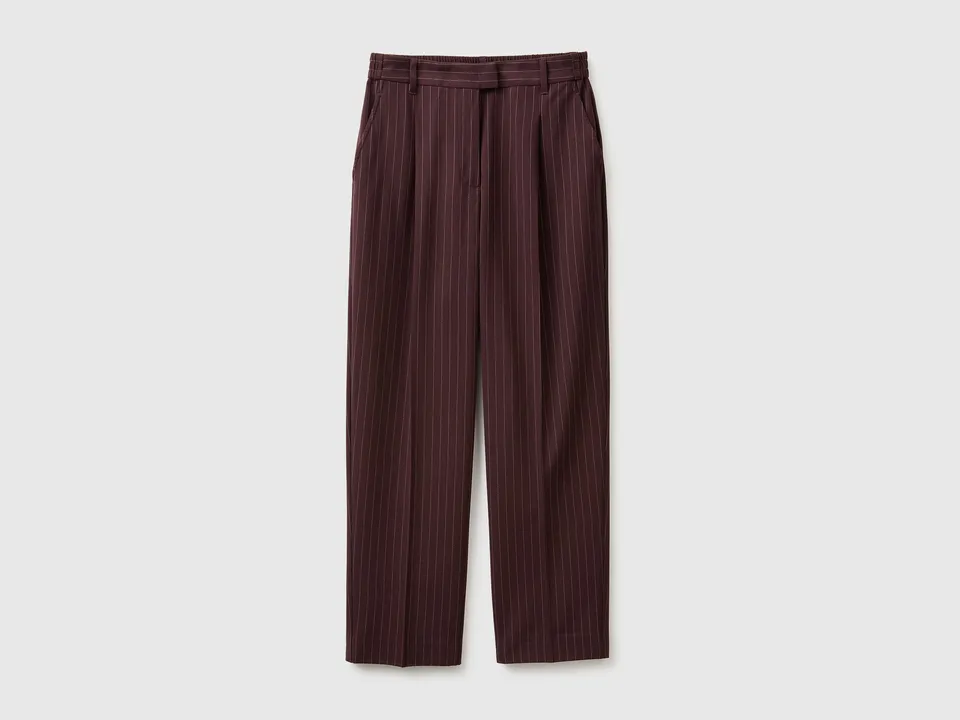 United Colors of Benetton Trousers Pantaloni Gessati Carrot-Fit Viscosa