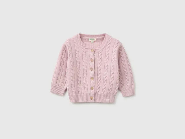 United Colors of Benetton cardigan lana trecce taglia 68
