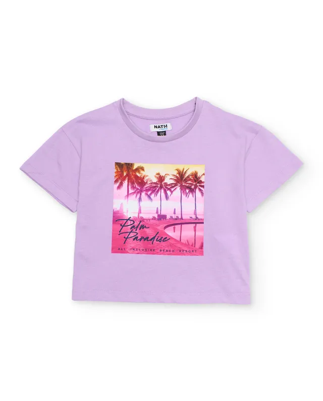 TucTuc Magliette t-shirt bambina lilla stampa palme