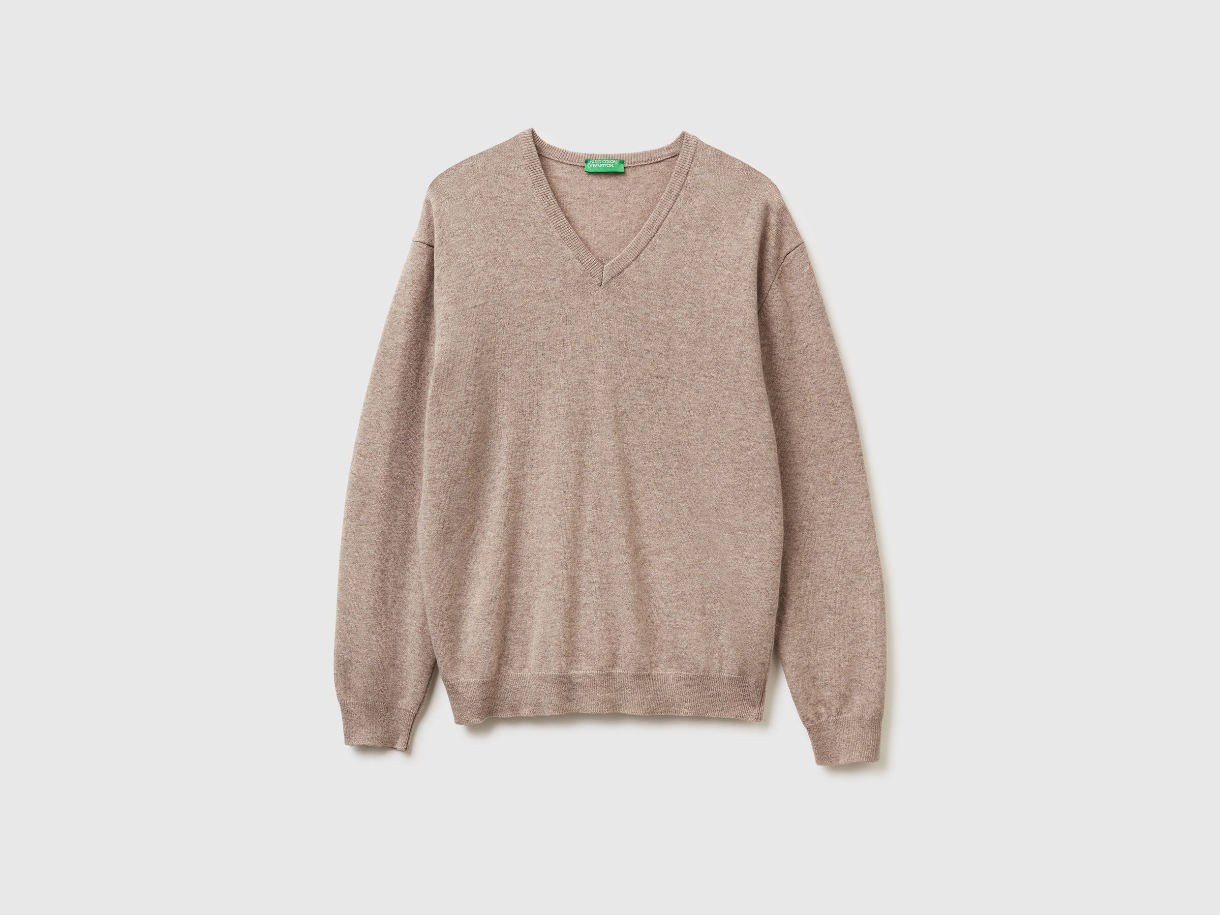 United Colors of Benetton maglione scollo V lana merino grigio taglia M