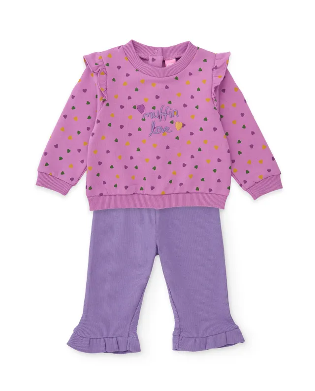 TucTuc Completi felpa neonato viola cuori 2 pezzi