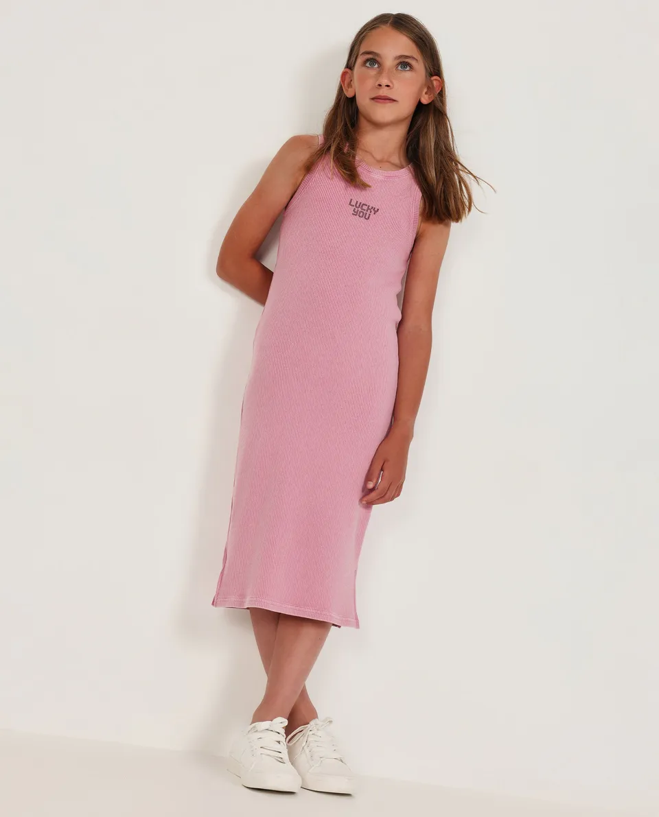 TucTuc Vestiti vestito bimba rosa coste Lucky You