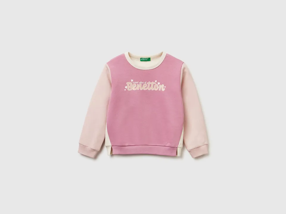 United Colors of Benetton Felpa Bimba Pullover Glitter Cotone