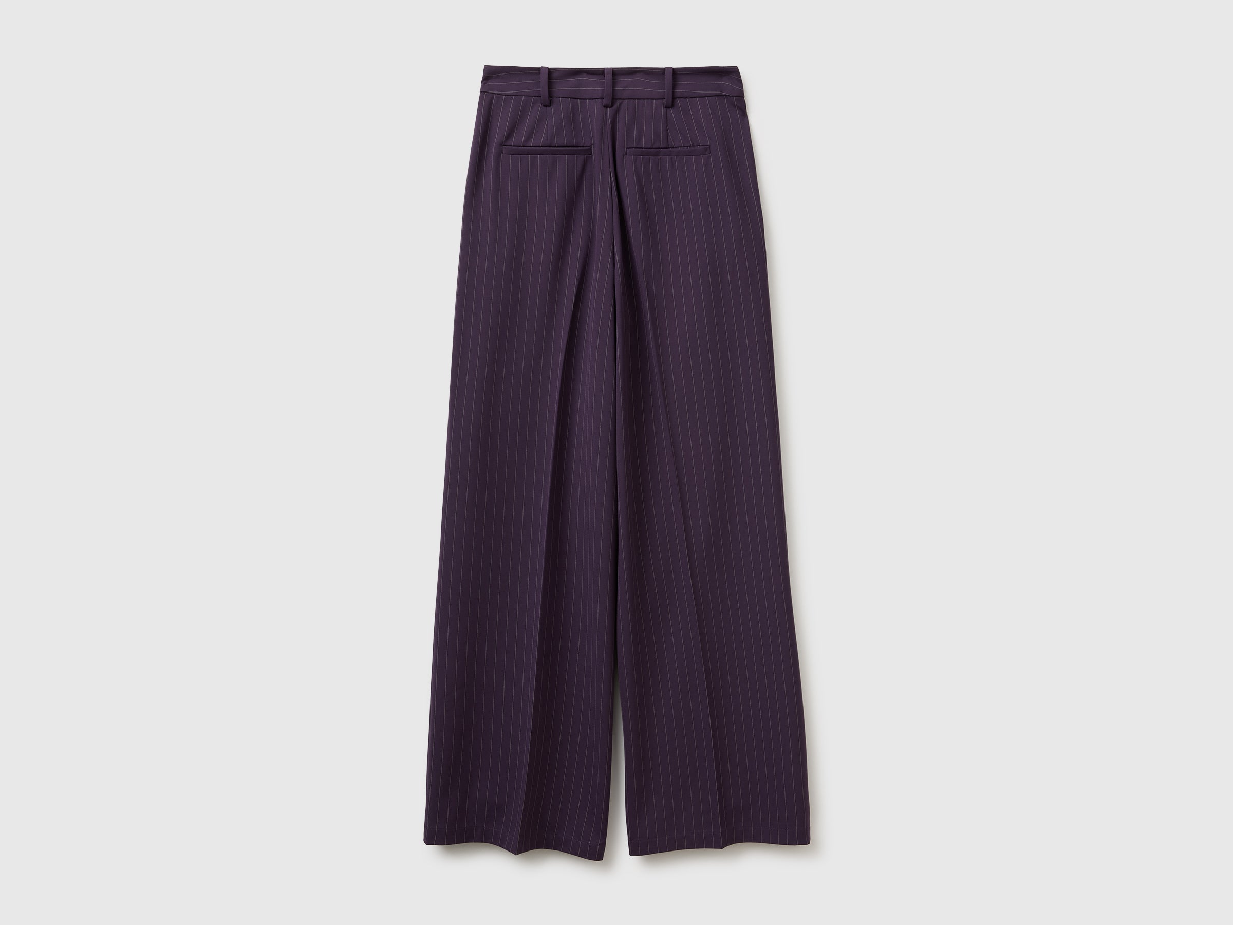 Benetton Trousers Pantaloni Larghi Gessati Viscosa