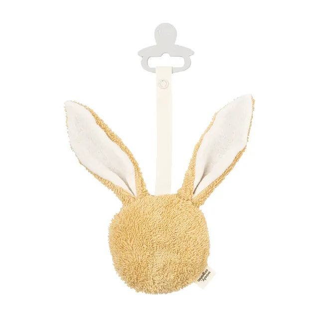 Woolly Organic Bunny porta ciuccio peluche coniglio 9cm cotone bio