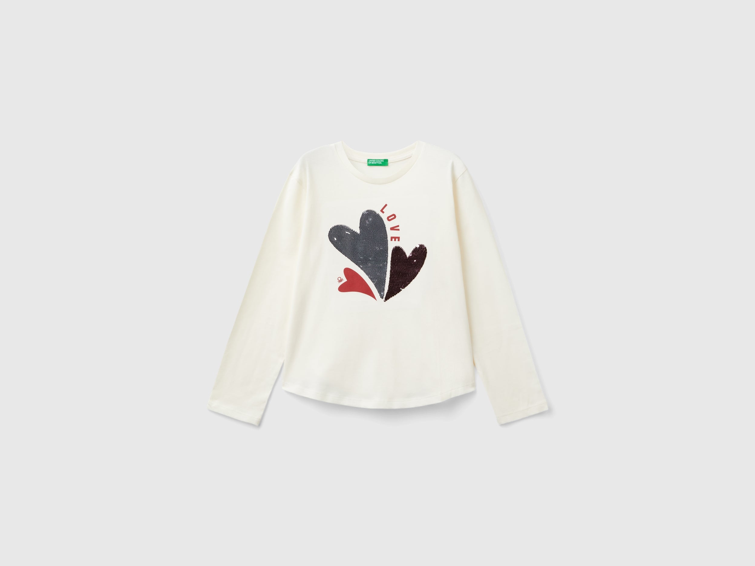 United Colors of Benetton T-Shirt Cotone Organico Paillettes Taglia L
